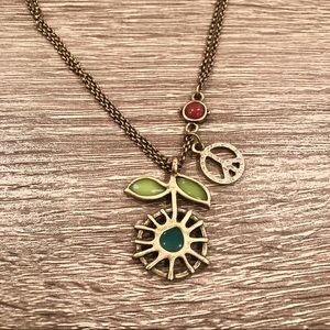 Lucky Brand flower and peace pendant necklace